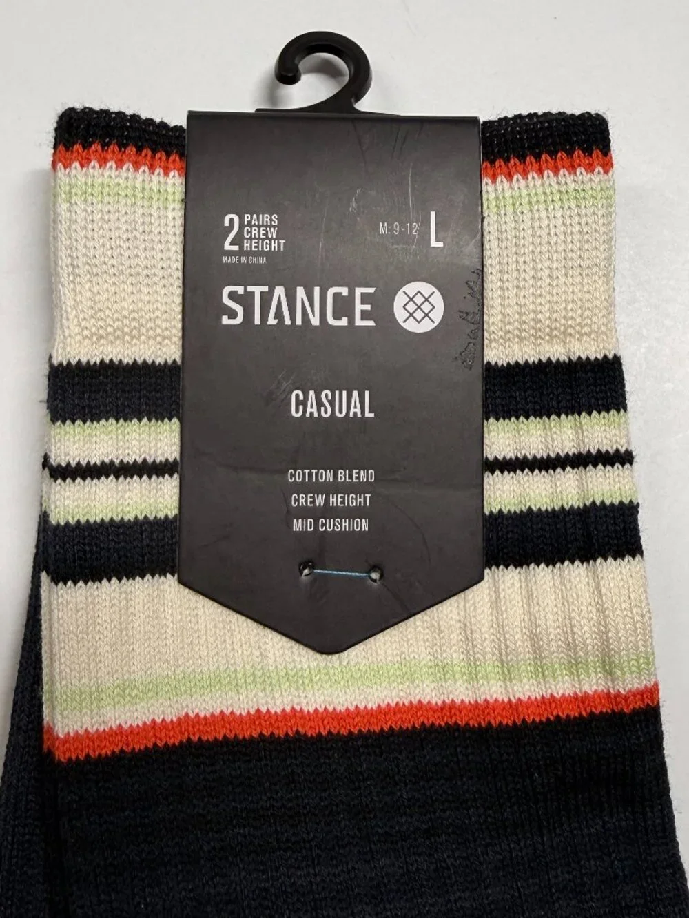 NWT Stance Combed Cotton Blend Crew Socks - Large - 2 Pair